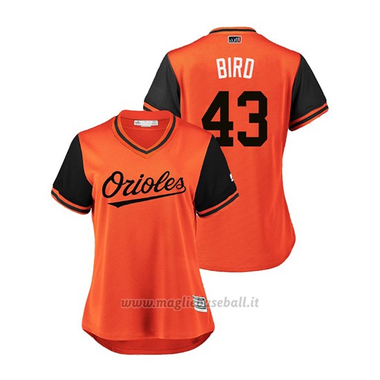 Maglia Baseball Donna Baltimore Orioles Mike Wright Jr. 2018 Llws Players Weekend Bird Orange
